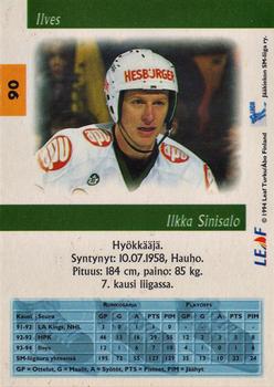 1994-95 Leaf Sisu SM-Liiga (Finnish) #90 Ilkka Sinisalo Back