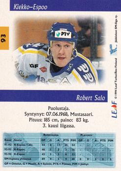 1994-95 Leaf Sisu SM-Liiga (Finnish) #93 Robert Salo Back