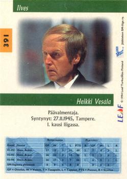 1994-95 Leaf Sisu SM-Liiga (Finnish) #391 Heikki Vesala Back