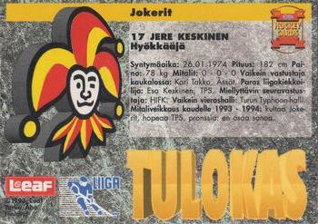 1993-94 Leaf Sisu SM-Liiga (Finnish) #18 Jere Keskinen Back