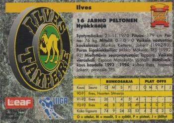 1993-94 Leaf Sisu SM-Liiga (Finnish) #123 Jarno Peltonen Back