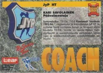 1993-94 Leaf Sisu SM-Liiga (Finnish) #135 Kari Savolainen Back