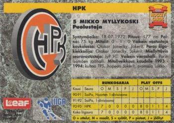 1993-94 Leaf Sisu SM-Liiga (Finnish) #237 Mikko Myllykoski Back