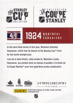 2012 Panini Molson Stanley Cup Collection #NNO 1924 Back