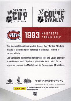 2012 Panini Molson Stanley Cup Collection #NNO 1993 Back