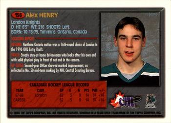 1998 Bowman CHL #156 Alex Henry Back