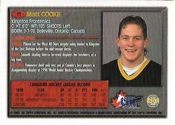 1998 Bowman CHL #11 Matt Cooke Back