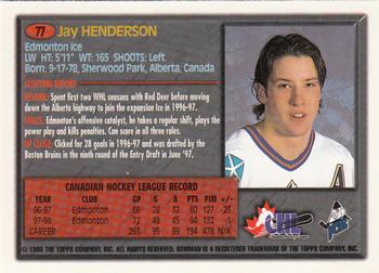 1998 Bowman CHL #77 Jay Henderson Back