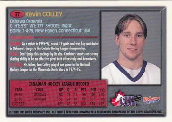 1998 Bowman CHL - OPC International #37 Kevin Colley Back