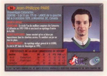 1998 Bowman CHL - OPC International #94 Jean-Philippe Pare Back