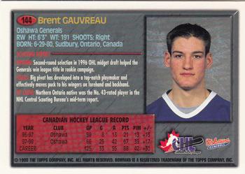 1998 Bowman CHL - OPC International #144 Brent Gauvreau Back