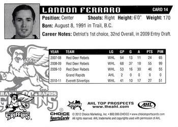 2011-12 Choice AHL Top Prospects #14 Landon Ferraro Back