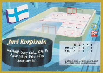 1995 Semic Ice Hockey (Finnish) #18 Jari Korpisalo Back