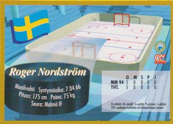 1995 Semic Ice Hockey (Finnish) #52 Roger Nordström Back