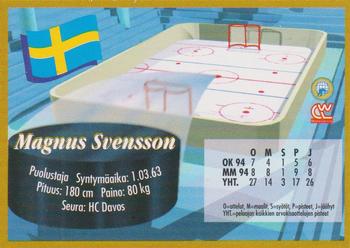 1995 Semic Ice Hockey (Finnish) #55 Magnus Svensson Back