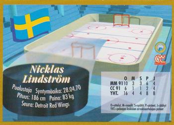 1995 Semic Ice Hockey (Finnish) #57 Nicklas Lidström Back