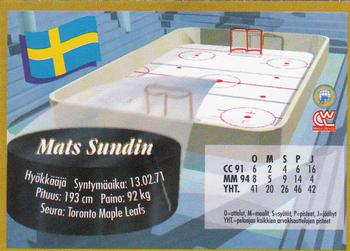 1995 Semic Ice Hockey (Finnish) #62 Mats Sundin Back