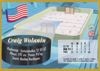 1995 Semic Ice Hockey (Finnish) #103 Craig Wolanin Back