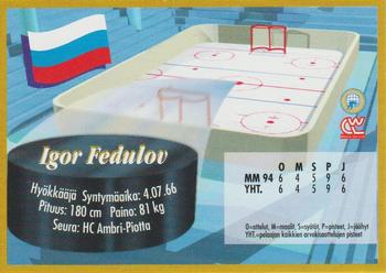 1995 Semic Ice Hockey (Finnish) #132 Igor Fedulov Back