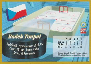 1995 Semic Ice Hockey (Finnish) #149 Radek Toupal Back