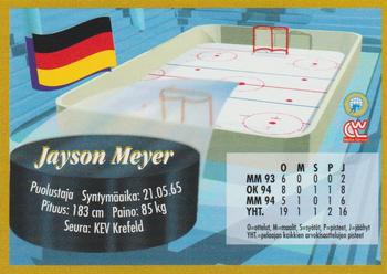 1995 Semic Ice Hockey (Finnish) #167 Jayson Meyer Back