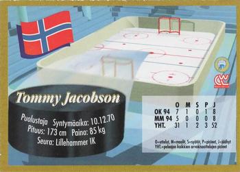 1995 Semic Ice Hockey (Finnish) #179 Tommy Jakobsen Back
