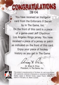 2013-14 In The Game Enforcers - Instigator Jerseys Patches #IM-04 Jeff Chychrun Back