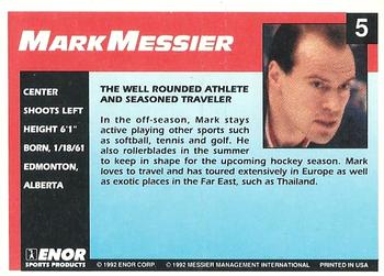 1992-93 Enor Mark Messier #5 Mark Messier Back