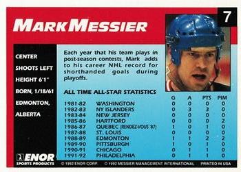 1992-93 Enor Mark Messier #7 Mark Messier Back