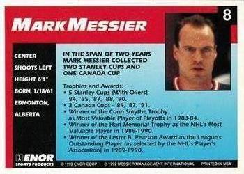 1992-93 Enor Mark Messier #8 Mark Messier Back