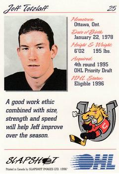 1995-96 Slapshot OHL #25 Jeff Tetzlaff Back