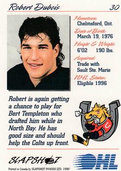1995-96 Slapshot OHL #30 Robert DuBois Back