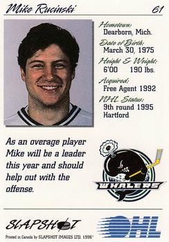 1995-96 Slapshot OHL #61 Mike Rucinski Back