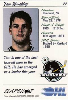 1995-96 Slapshot OHL #77 Tom Buckley Back