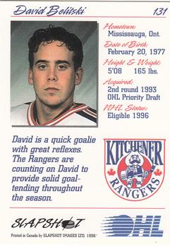 1995-96 Slapshot OHL #131 David Belitski Back