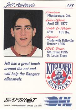 1995-96 Slapshot OHL #143 Jeffrey Ambrosio Back