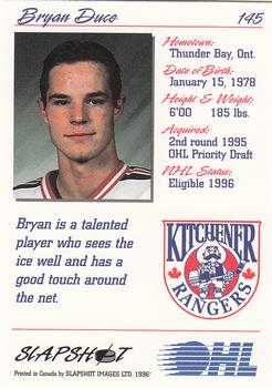 1995-96 Slapshot OHL #145 Bryan Duce Back