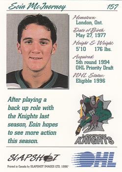 1995-96 Slapshot OHL #157 Eoin McInerney Back