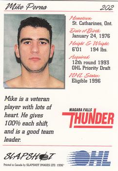 1995-96 Slapshot OHL #202 Mike Perna Back