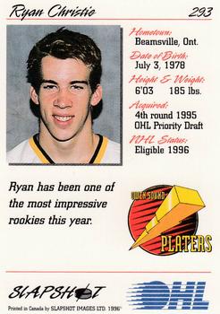 1995-96 Slapshot OHL #293 Ryan Christie Back
