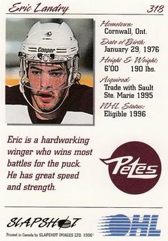 1995-96 Slapshot OHL #318 Eric Landry Back