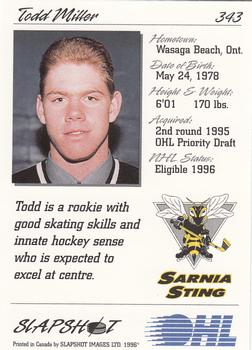 1995-96 Slapshot OHL #343 Todd Miller Back