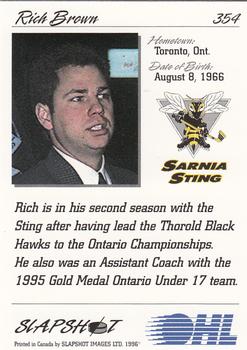 1995-96 Slapshot OHL #354 Rich Brown Back