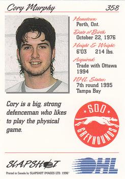 1995-96 Slapshot OHL #358 Cory Murphy Back