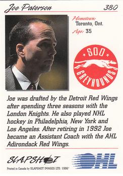 1995-96 Slapshot OHL #380 Joe Paterson Back