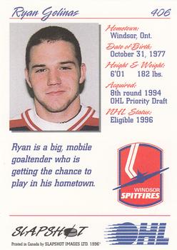 1995-96 Slapshot OHL #406 Ryan Gelinas Back