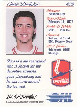 1995-96 Slapshot OHL #409 Chris Van Dyk Back