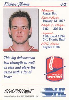 1995-96 Slapshot OHL #412 Robert Blain Back