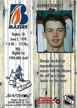1995-96 Slapshot Memorial Cup #17 Donnie Kinney Back