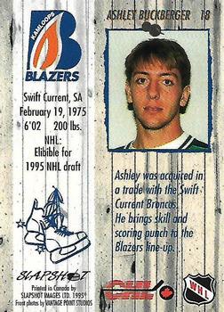 1995-96 Slapshot Memorial Cup #18 Ashley Buckberger Back